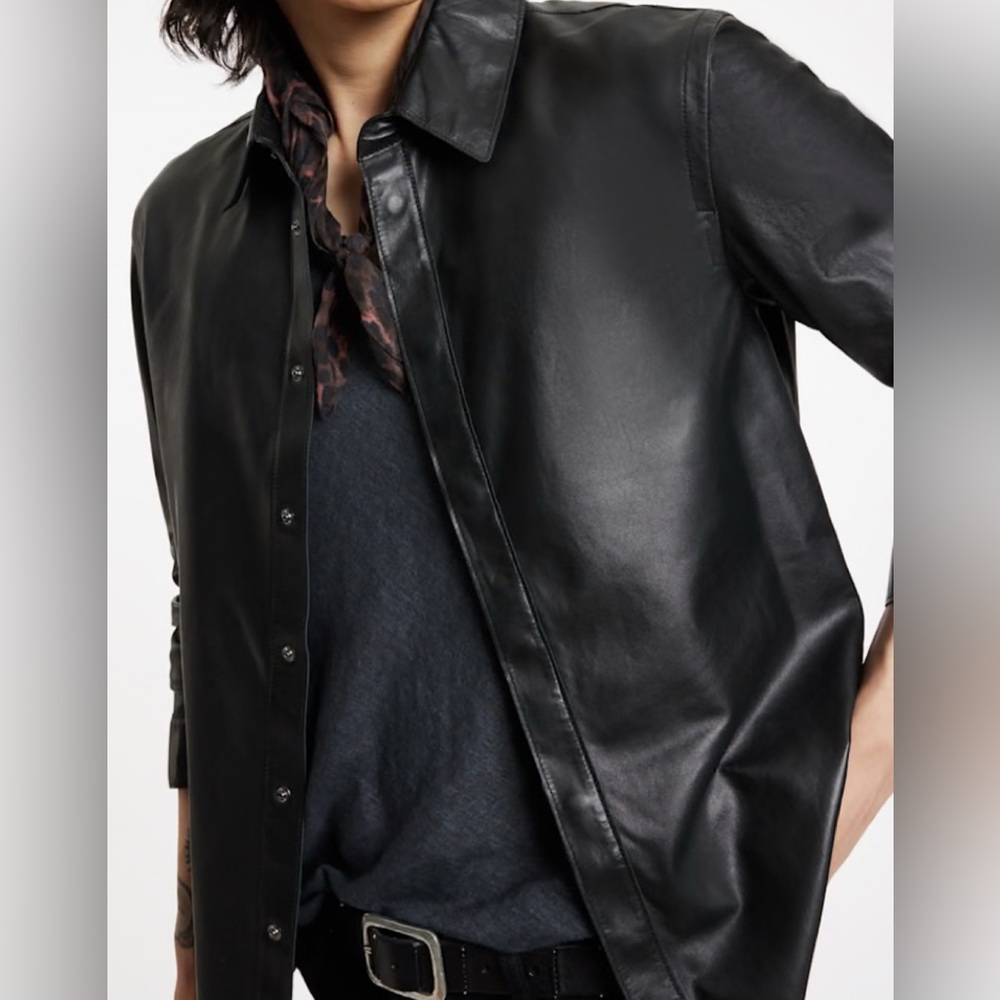 JOHN VARVATOS LEATHER SHIRT JACKET SZ 50/L - Picture 3 of 7